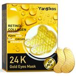 20 Pairs 24K Gold Under Eye Patches, 20 Pcs Golden Cooling Hydrating Eye Masks, Anti Wrinkle Collagen Undereye Pads for Adults, Women Travel Skincare Face Gel, Reduce Dark Circles Puffiness Puffy Eyes