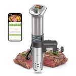 KitchenBoss WiFi Sous Vide 1100W: Ultra-quiet Sous-vide Cooker Built-in LCD Recipes IPX7 Waterproof, Magnetic Knob Immersion Circulator Accurate Temperature APP Control (Silver)