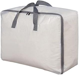 Surblue Clothes Storage Bag Organizer with Durable Handles Thick Fabric Extra Large Capacity Closet Bag for Blanket Comforter Clothing Bedding (Transparent, XL)