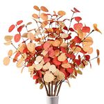 Beferr Fall Eucalyptus Stems Decor, 5Pcs 24" Faux Eucalyptus Branches Artificial Autumn Plants Decorations Fall Floral Arrangements Farmhouse Home Table Centerpiece