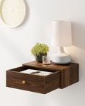 Aienvey Floating nightstand, Floating Shelf with Drawer, Wall Mounted Nightstand, Floating Bedside Table (Walnut)