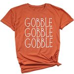JINTING Gobble Gobble Gobble T Shirt for Women Funny Cute Thanksgiving Tshirts Tee Top Funny Cute Sayings T Shirts Tee Orange