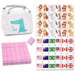 WELLATENT Seaside Escape Game Blocks Mahjong Sets with 49 Tiles 38mm Pet and Flag Pattern with Bag.