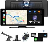 Wireless Portable Apple Carplay Screen, 9.3'' Carplay Stereo&Android Auto Touch Screen with 2.5K Dash Cam, 1080p Backup Camera/Loop Recording/Bluetooth GPS Navigation Head Unit/Mirror Link