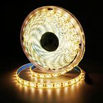 JOYLIT 12V LED Strip Lights 5M Warm White 3000-3500K IP65 Waterproof, 300LEDs SMD 5050 Flexible Cuttable Tape Light for Kitchen Cabinets, Bathroom, Mirror, Outdoor (Without Power Supply)