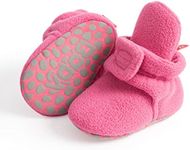 Sawimlgy Newborn Infant Baby Girl Boy Cotton Booties Stay On Sock Slippers Soft Bedroom Shoes Non-Skid Ankle Boots With Grippers Toddler Crib Warm Shoe First Walker Birthday Shower Gift, 2206 Rose