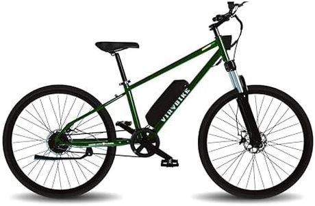 VIR BIKE V1 50km Range Detachable Battery Multifunctional Digital Display Horn and Torchlight Electric Cycle with 250W Hub Motor (Tank Green, 27.5T, 10 Amp Hours)