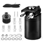 comeder Oil Catch Can, 300 ml Aluminum Oil Catch Breather Can Auto, Universal Aluminum Reservoir Tank with Filter, Joints, PVC Hose, Cable Ties, Screws, Nuts, O-rings (Black)