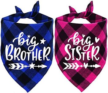 STMK Big Brother Big Sister Dog Bandana, Pregnancy Announcement Plaid Dog Bandana, Gender Reveal Photo Prop, Pet Scarf Accessories, Pet Scarves for Dogs