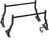 Truck Ladder Rack 800lbs Capacity with 8 Non-Drilling C-Clamps Heavy Duty Extendable Universal Pickup Ladder Rack Two-bar Set Matte Black One Pair