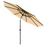 MUCHENGHY 9ft Patio Umbrella, Outdoor Market Table Umbrella with Push Button Tilt and Crank, 8 Ribs UV Protection Sun Shade for Lawn, Deck, Garden, Fishing, Backyard & Pool(Beige)