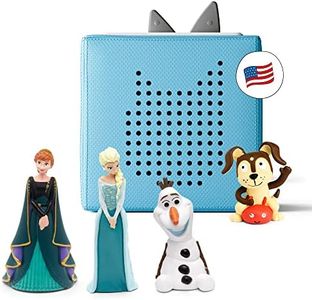 Toniebox Audio Player Starter Set with Elsa, Anna, Olaf, and Playtime Puppy - Listen, Learn, and Play with One Huggable Little Box - Light Blue