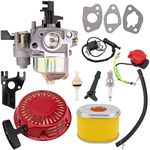 GX160 GX200 Carburetor Compatible with Honda GX120 GX140 GX 160 GX168 GX200 5HP 5.5HP 6.5HP Engine, GX160 Carburetor + Recoil Starter + Ignition Coil + Air Filter Tune Up Kit