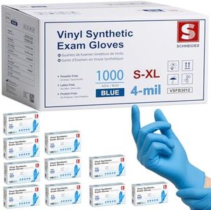 Schneider Vinyl Synthetic Exam Gloves, Blue, 4mil, Gloves Disposable Latex-Free, Medical Gloves, Cleaning Gloves, Food-Safe for Cooking & Food Prep, Powder-Free, Non-Sterile, 1000-ct Case (Large)