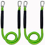 Bungee Boat Dock Line, Boat Rope Mooring Rope with Double 316 Stainless Steel Clips Accessories for Bass Boat, Jet Ski, Kayak, Pontoon, Watercraft, Waverunner, SeaDoo, Canoe,2Packs,4-6FT,Green