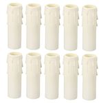 PATIKIL 30x100mm Candle Socket Covers, 10 Pack Plastic Sleeves Candelabra Base Accessories for European-Style Chandelier, White