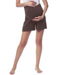 Joyaria Belly Support Maternity Sleep Shorts Pregnancy Postpartum Bamboo Viscose Shorts for Pregnant Women (Chocolate, Large)