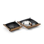 Bellblock Multi-Purpose Desk Organiser Tray for Office Table/Study Table/Home/Makeup/Dressing Table | Spill-Proof | Vegan Leather | Black | 17 x 17 cm (Set of 2) (Var 1, Color 2)