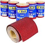 S&R Sandpaper Roll Set, 5 Rolls 93 mm x 5 m: grit 60/80/120/180/240, for wood, metal, steel, stainless steel