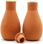 The Olla Company Classic Olla Watering Pot with Lid - Terracotta Self Watering Irrigation up to 1 ft in Diameter for Gardens, Raised Beds, and Small Pots - Vacation Friendly - Mini - Set of 2