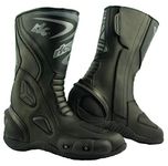 LV14 Motorcycle Black Blue Red Armoured Leather Waterproof Motorbike Race Boots (Black, 8)