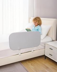 Grelife Travel Bed Rail for Toddlers, 33.5" Foldable Adjustable Height, Tall Toddler Bed Rails for Crib, Twin, Full Size Bed, Fast Install,Portable Baby Bed Rail Guard for Box,Platform(Grey)