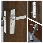 Plantex Heavy Duty Door Lock - Main Door Lock Set with 3 Keys/Mortise Door Lock/Door Stopper/Kickdown Stop/Stainless Steel 4 inch Tower Bolt - (Combo)