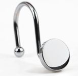 Chrome Shower Curtain Hooks Rings: Silver Round Button Design Heavy Metal Shower Curtain Rings for Bathroom - Modern Simple Decorative Shower Curtain Hangers for Shower Rod - Set of 12