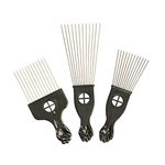 3pcs Metal Hair Pick Combs Afro Pick Comb Set Wide Tooth Hair Pick Comb Hairdressing Styling Tools for Curly Hair