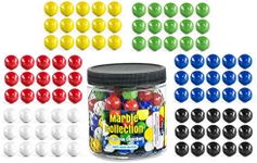 Chinese Checkers Glass Marbles, Set of 60, 10 of each Color, with Portable Container