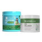 HealthKart hk vitals Veg Collagen Supplement (Mixed Fruit, 100g) & ProteinUp Women, Vegetarian Protein with Soy (Chocolate, 250g)