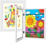 TINGSING 2 Packs 10x12.5 Kids Art Frames, 8.5x11 with Mat, Front Opening Kids Artwork Picture Frames Changeable, Art Storage and Display for Kids Drawings, Artwork, Children Art Projects, Holds 150 (White-2Pcs)