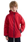 maoo garden Boys Fleece Lined Jacket Kids Water-Resistant Windproof Lightweight Outdoor Windbreaker Red 13-14Y