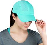 TrailHeads Women's Race Day Performance Running Cap, Lightweight & Quick Drying Mesh Sports Hat with Reflective Trim, Adjustable Fit - Seafoam Green