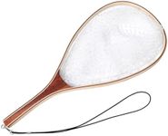 Garvee Fishing Net, Fly Fishing Net for Trout, Fly Fishing Landing Net, Wooden Handle Catch and Release Fish Net for River Fishing Stream Fishing, Gifts for Husband & Son, White Net with Small Hole