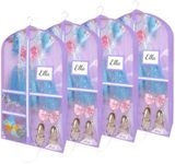 4 Pack Dance Garment Bags, 40" Dance Costume Bags with 3" Gusseted and 3 Pockets, Transparent Kids Garment Bags for Hanging Clothes Suit for Travel, Dance Competition and Closet Storage (Purple)