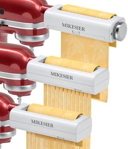 3 Pieces Pasta Maker Attachment for Kitchenaid Stand Mixers, Noodle Maker 3 PCs Set of Pasta Roller Fettuccine Cutter Spaghetti Cutter, Pasta Attachments Accessories with Cleaning Brush