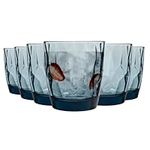 Bormioli Rocco Diamond Dimpled Glass Drinking Tumblers - Ocean Blue - 300ml - Pack of 6