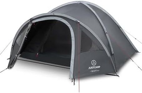 Justcamp Scott Tente Camping 4 Personnes, Tente Igloo, Vestibule, Compartiment de Repos – (Sombre)