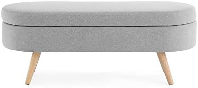 Ottoman Bench with Storage, 43.5 Inches Bedroom Benches for Foot of Bed Storage Ottoman Bench with 4 Wood Legs Hold Up to 250lbs Large Storage Bench for Bedroom, Living Room, Entryway - Grey