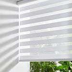 Persilux Cordless Zebra Blinds for Windows Free-Stop Roller Windows Shades (24" W X 72" H, White) Dual Layer Light Control for Day and Night, Light Filtering Sheer Shades for Home, Easy to Install