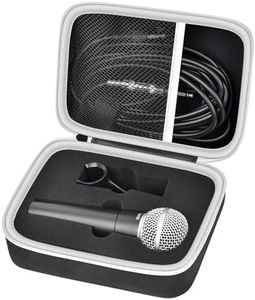 Microphone Case Compatible with Shure SM58/ SM57/ PGA48/ SM58S/ BETA 58A/ PGA58 Cardioid Dynamic Vocal Microphones, Handheld Mic Karaoke Tool Storage for A25D Stand Adapter and Cable - Box Only -Black