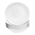 Argon Tableware 6X White Large Pasta Bowls - 25.5cm (10") - Ceramic Dinner Plates Dish Set Serving Noodle Bowl - Dishwasher and Microwave Safe