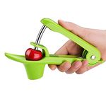 Cherry Pitter Tool, Portable Cherry Core Remover with Space-Saving Lock Design, Food-Grade Cup Stainless Steel Cherry Remover （Green）