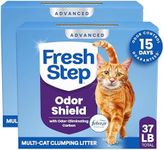 Fresh Step Advanced Odor Shield Multi Cat Clumping Litter with Febreze Freshness, Low Dust, Odor Control with Ammonia Block Tech, Compatible in Automatic Litter Boxes, 37 lb. (2 x 18.5 lb.)