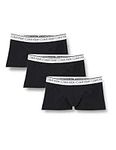 Calvin Klein Men’s 3-Pack of Boxers 3 PK Low Rise Trunks with Stretch, Black W/ White Wb, L [Amazon Exclusive]