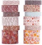 Songdao 12 Rolls Flowers Washi Tape Set Floral Arts Adhesive Tapes Blooming Garden Decorative Masking Tape Sets for Craft, Kids, Scrapbook, DIY, Gift Wrapping (Autumn Twilight)