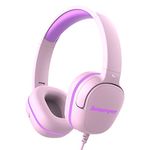 Jimonyer Kids Headphones, V3 Wired Foldable Stereo Tangle-Free 3.5mm Jack Cord On-Ear Headset for Children, Teens, Boys, Girls, Smartphones, School, Kindle, Airplane Travel, Plane,Tablet (Pink)