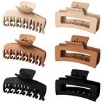 Vsiopy 6 Pack Medium Large Claw Clip for Thin Hair, 3.5 Inch Hair Jaw Clips for Thick Hair, Double Row Hair Clips for Women & Girls Strong Hold Matte Hair Claw Clips