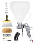 TexCraft Drywall Texture Spray Gun with 1.32 Gallon Hopper, 3 Nozzle Sizes: 4.5/6.0/8.0mm for Knockdown Popcorn, Drywall Hopper Texture Sprayer for Wall, Ceiling, Patch Works, Elbow Hose Included